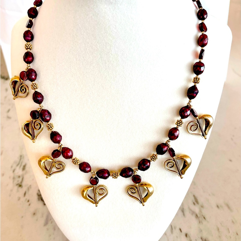 Brighton red beads and hearts necklace